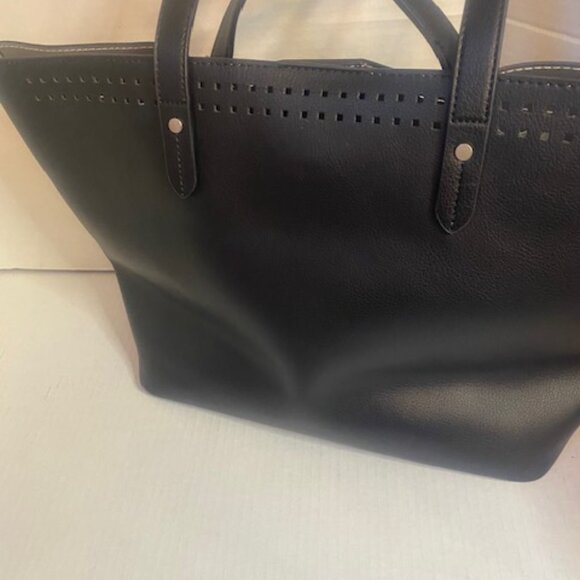 FRENCH CONNECTION perforated Large black Leather tote bag - Picture 3 of 6
